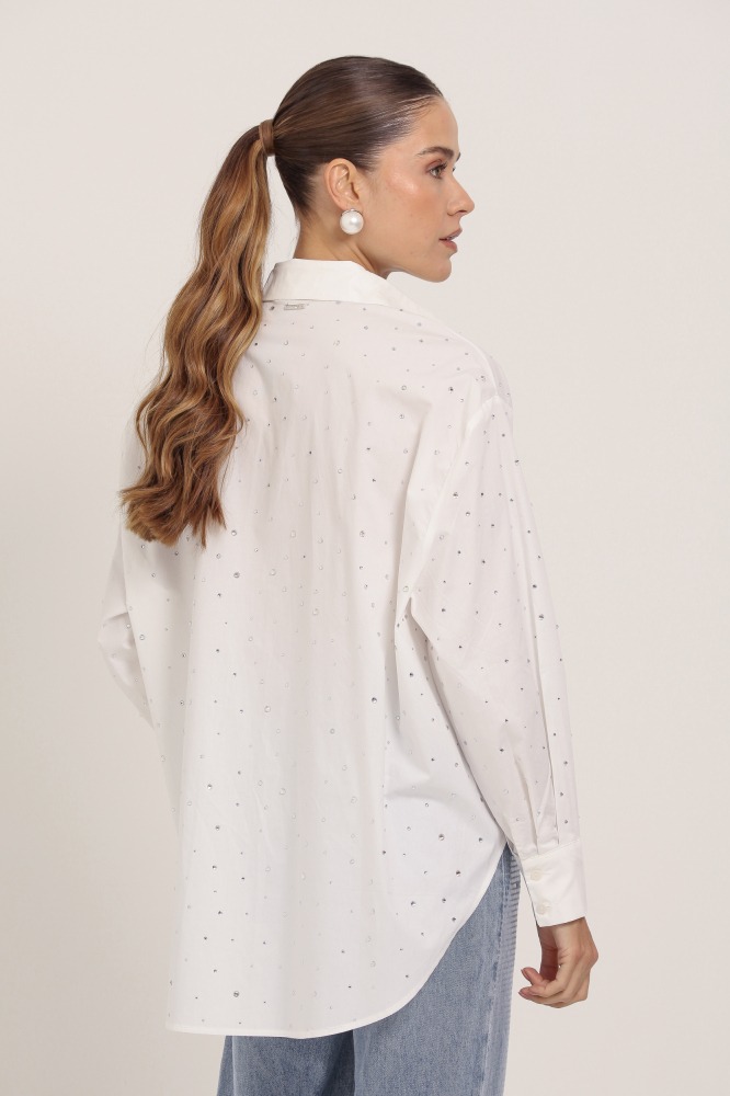 9036761 - Camisa Social com Strass BRANCO