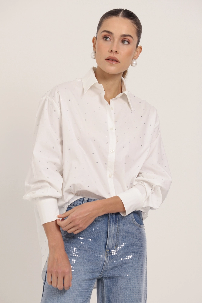 9036761 - Camisa Social com Strass BRANCO 9036761 - Camisa Social com Strass BRANCO