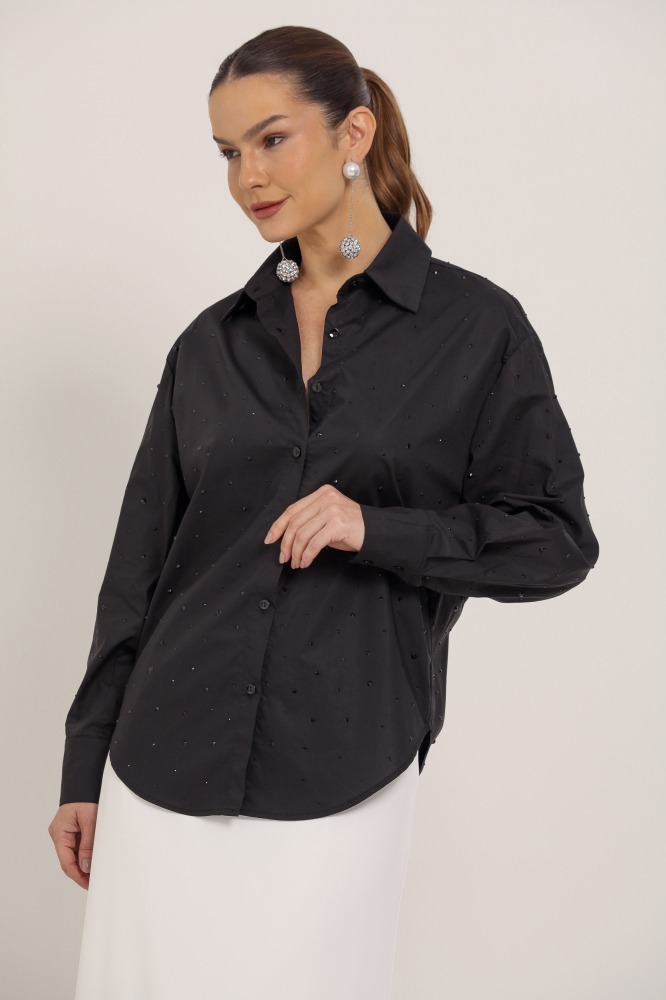 9036761 - Camisa Social com Strass PRETO 9036761 - Camisa Social com Strass PRETO