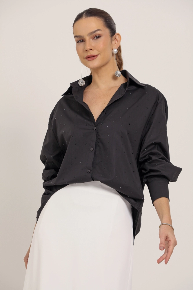 9036761 - Camisa Social com Strass PRETO 9036761 - Camisa Social com Strass PRETO