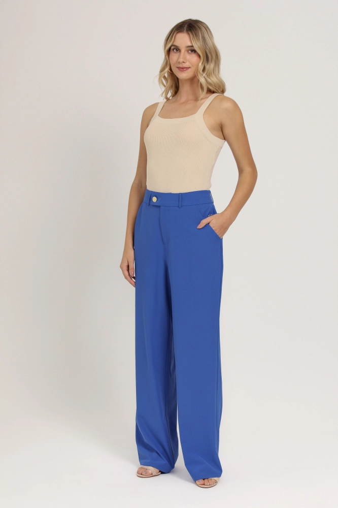 9036792 - Calça Alfaiataria com Fivela  AZUL