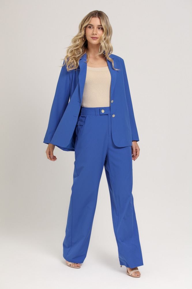 9036792 - Calça Alfaiataria com Fivela  AZUL