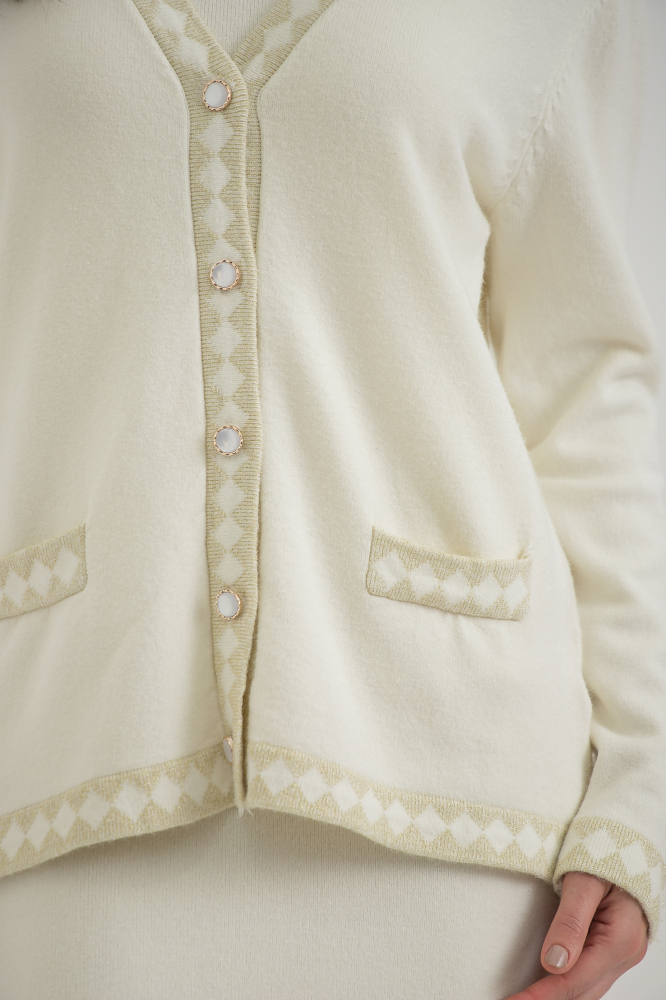 9036829 - Conjunto Tricot Vestido E Cardigan OFF-WHITE 9036829 - Conjunto Tricot Vestido E Cardigan OFF-WHITE