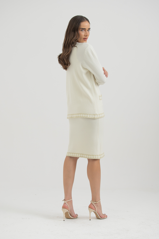 9036829 - Conjunto Tricot Vestido E Cardigan OFF-WHITE 9036829 - Conjunto Tricot Vestido E Cardigan OFF-WHITE