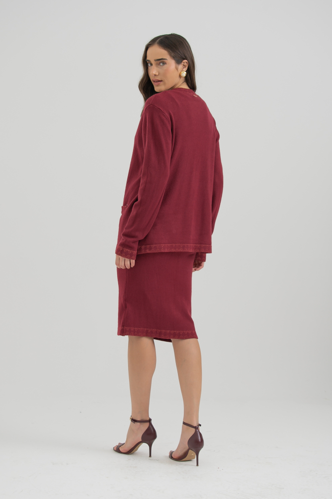 9036829 - Conjunto Tricot Vestido E Cardigan VINHO 9036829 - Conjunto Tricot Vestido E Cardigan VINHO