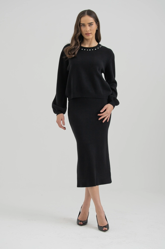 9036834 - Conjunto Tricot Saia PRETO - Imagem 1