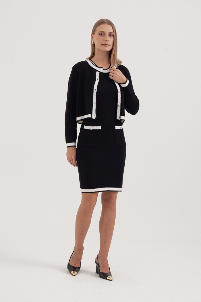 9036837 - Conjunto Tricot Vestido E Casaqueto PRETO 9036837 - Conjunto Tricot Vestido E Casaqueto PRETO