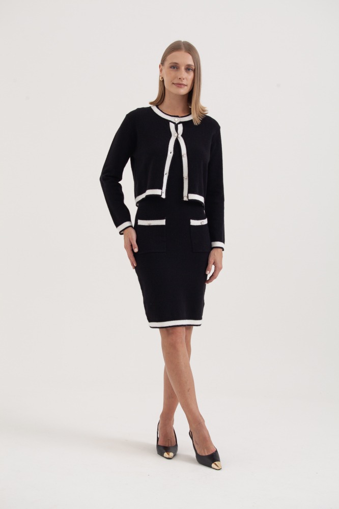 9036837 - Conjunto Tricot Vestido E Casaqueto PRETO 9036837 - Conjunto Tricot Vestido E Casaqueto PRETO