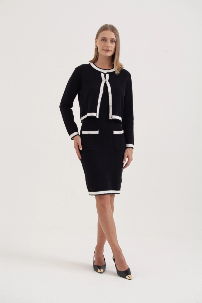 9036837 - Conjunto Tricot Vestido E Casaqueto PRETO 9036837 - Conjunto Tricot Vestido E Casaqueto PRETO - Imagem 1