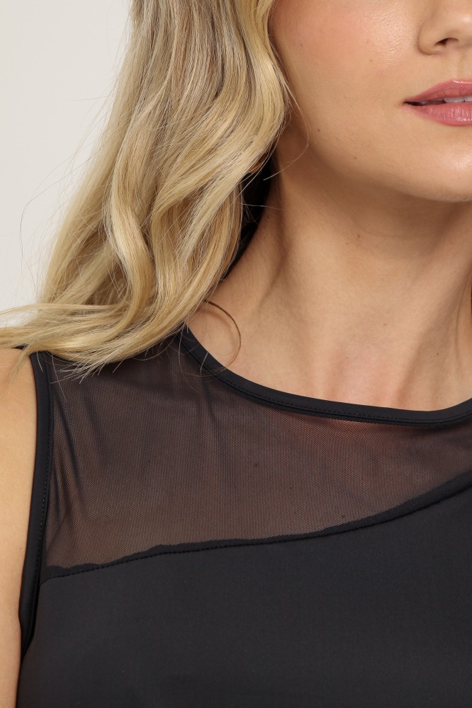 9036850 - Regata Com Detalhe Em Tule PRETO 9036850 - Regata Com Detalhe Em Tule PRETO