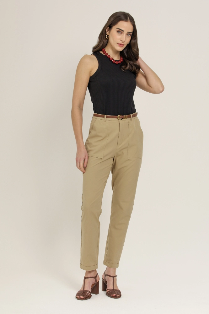 9036858 - Calça Sarja Chino Barra Italiana AREIA