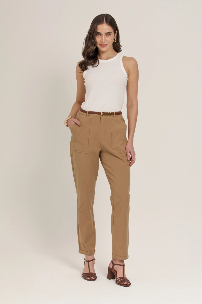 9036858 - Calça Sarja Chino Barra Italiana BEGE