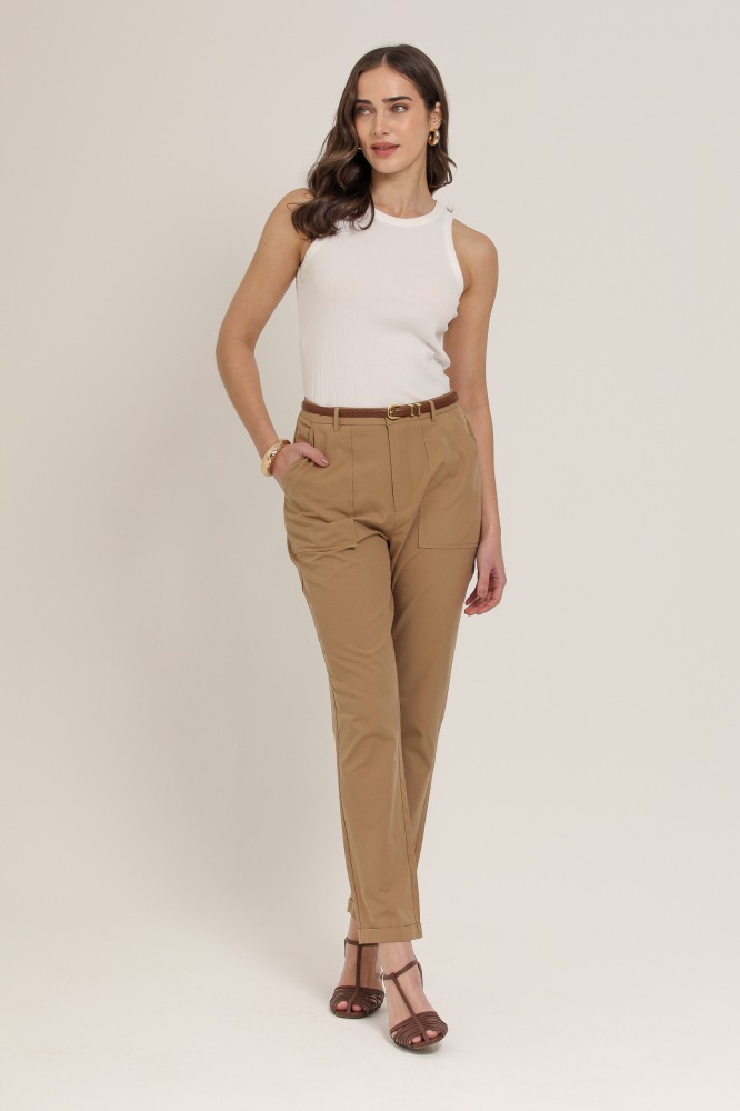 9036858 - Calça Sarja Chino Barra Italiana BEGE