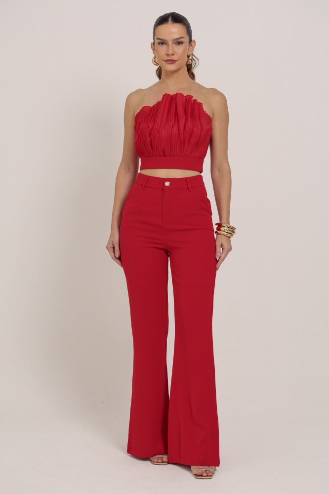 9036886 - Calça Reta Alfaiataria VERMELHO
