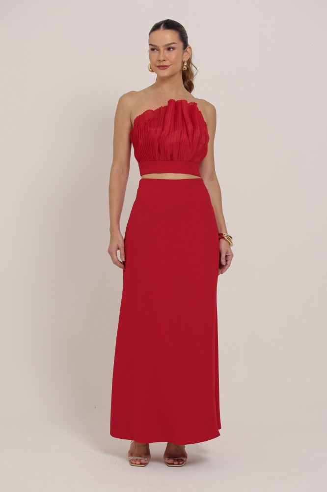 9036887 - Saia Midi Alfaiataria VERMELHO