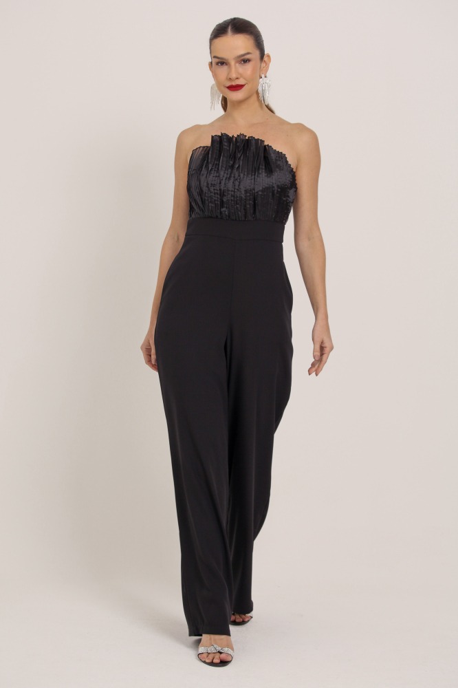 9036888 - Macacão Sem Alça Com Detalhe Drapeado PRETO 9036888 - Macacão Sem Alça Com Detalhe Drapeado PRETO