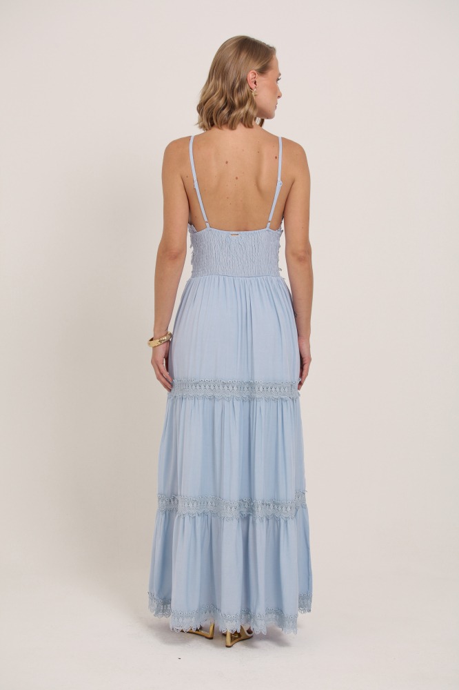 9036894 - Vestido Longo Com Detalhes Em Guipir AZUL 9036894 - Vestido Longo Com Detalhes Em Guipir AZUL