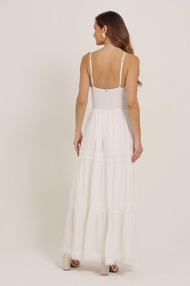 9036894 - Vestido Longo Com Detalhes Em Guipir  BRANCO