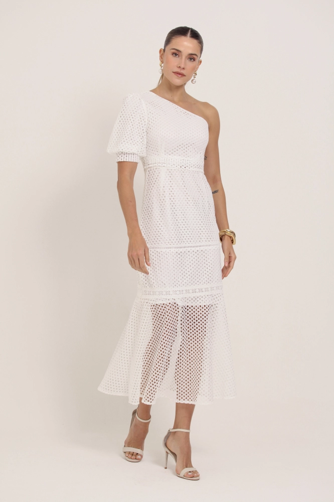 9036895 - Vestido Midi Guipir Manga Só BRANCO 9036895 - Vestido Midi Guipir Manga Só BRANCO