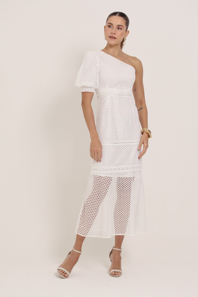 9036895 - Vestido Midi Guipir Manga Só BRANCO