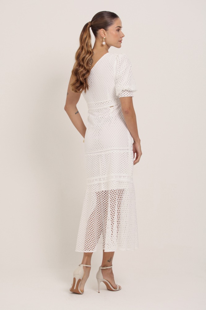9036895 - Vestido Midi Guipir Manga Só BRANCO