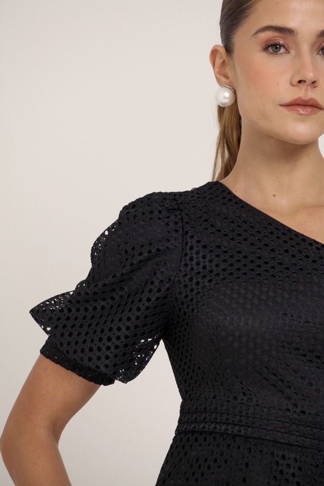 9036895 - Vestido Midi Guipir Manga Só PRETO