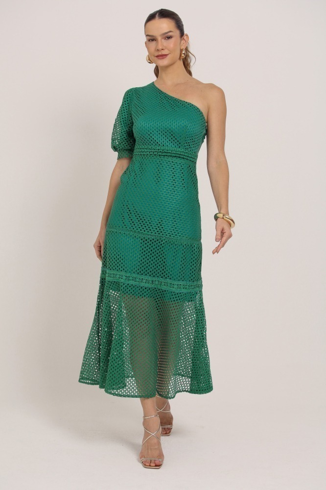 9036895 - Vestido Midi Guipir Manga Só VERDE 