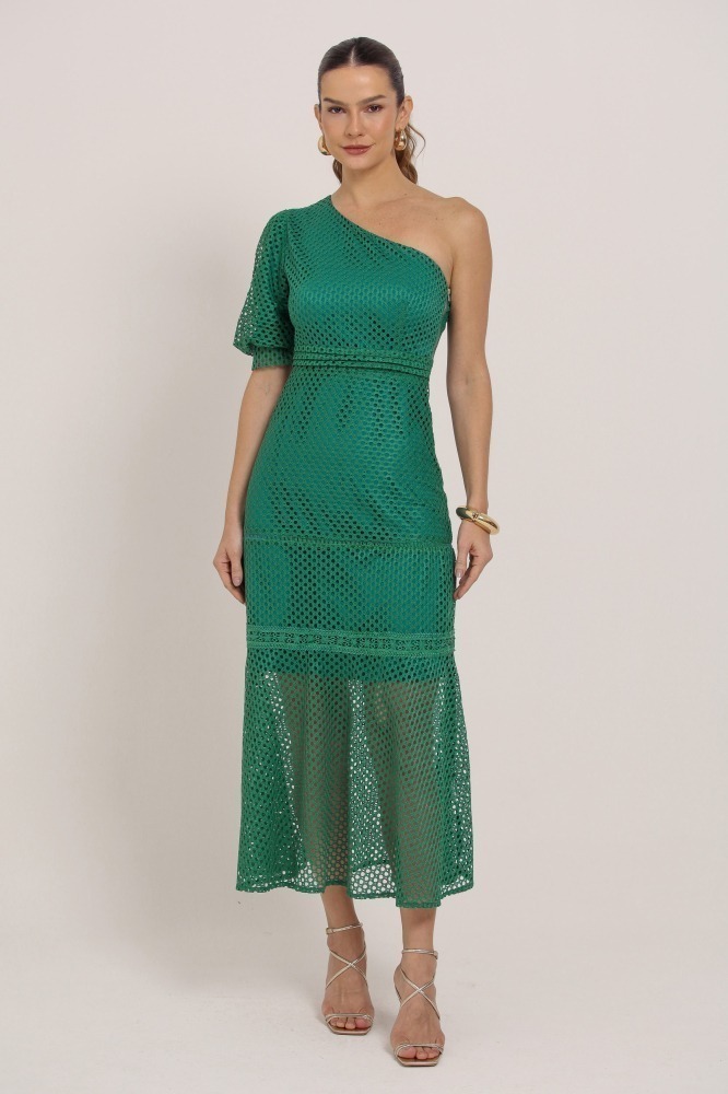 9036895 - Vestido Midi Guipir Manga Só VERDE 
