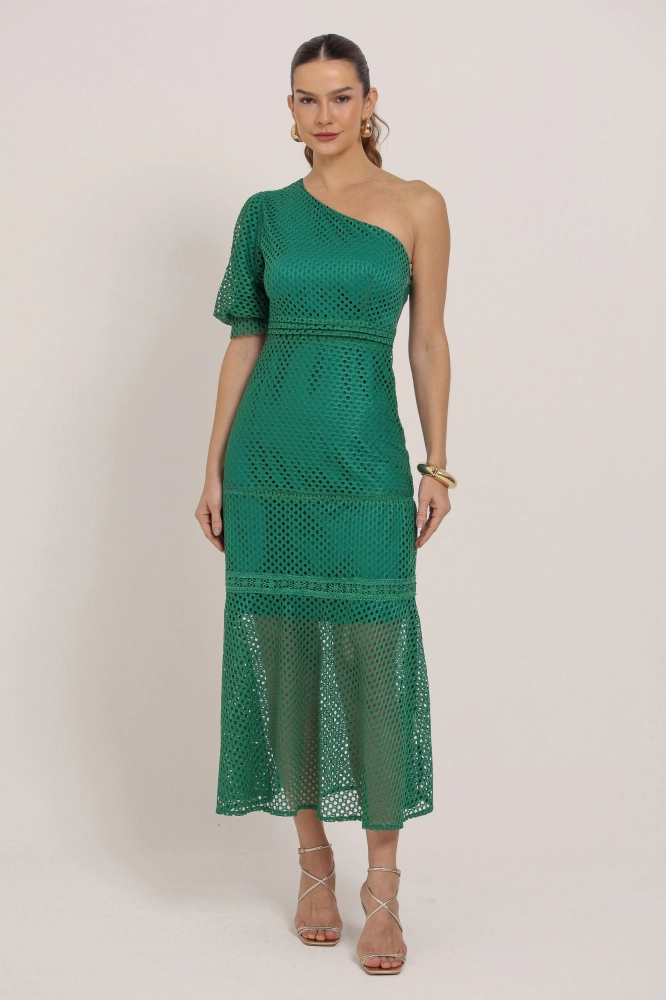 9036895 - Vestido Midi Guipir Manga Só VERDE 9036895 - Vestido Midi Guipir Manga Só VERDE