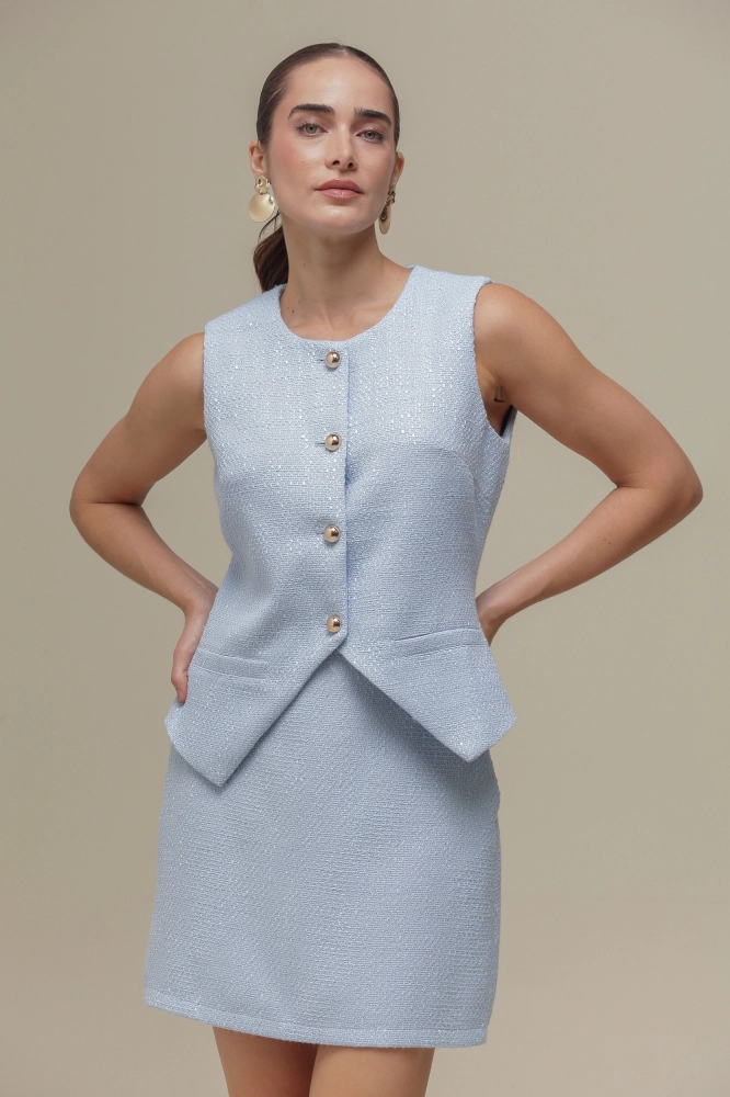 9036896 - Colete Tweed Estruturado AZUL