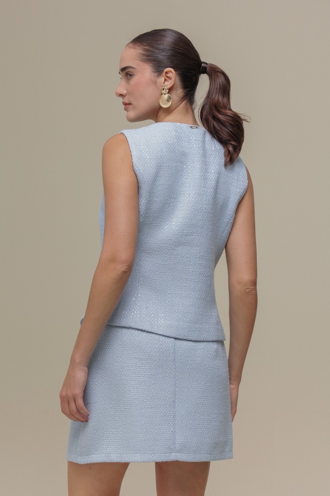 9036896 - Colete Tweed Estruturado AZUL