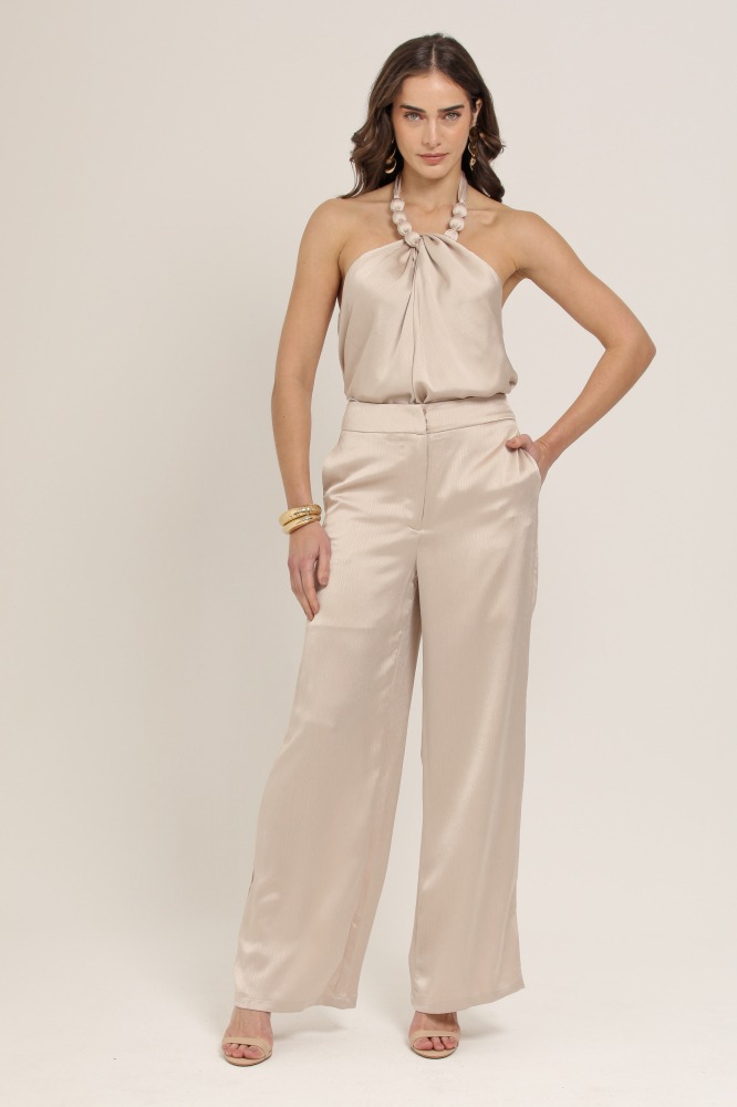 9036899 - Calça Pantalona Amarração BEGE