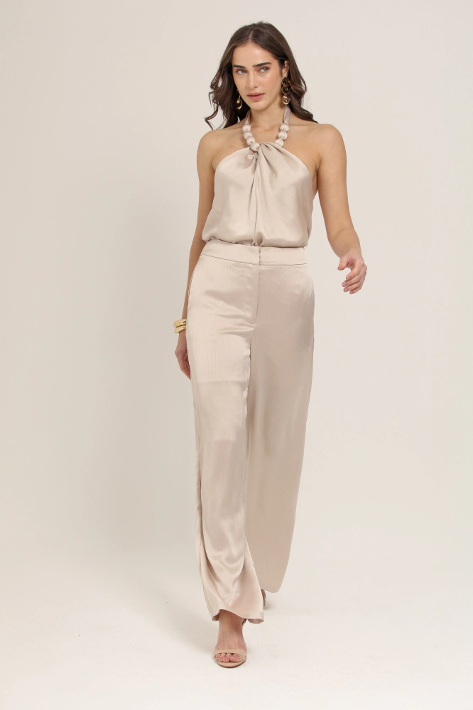 9036899 - Calça Pantalona Amarração BEGE