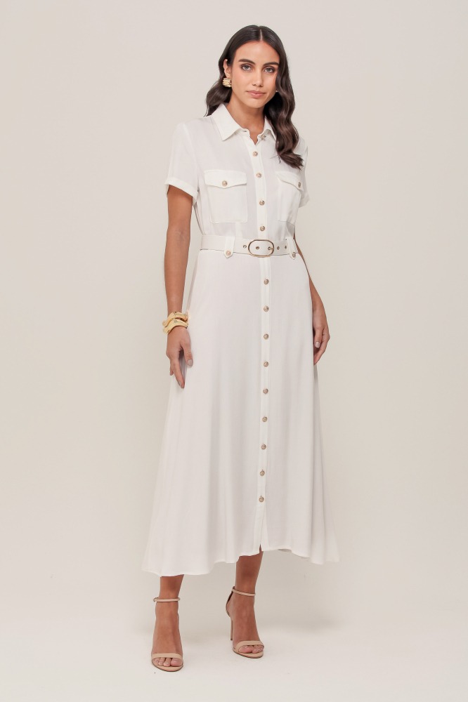 9036901 - Chemise Midi Com Cinto OFF-WHITE