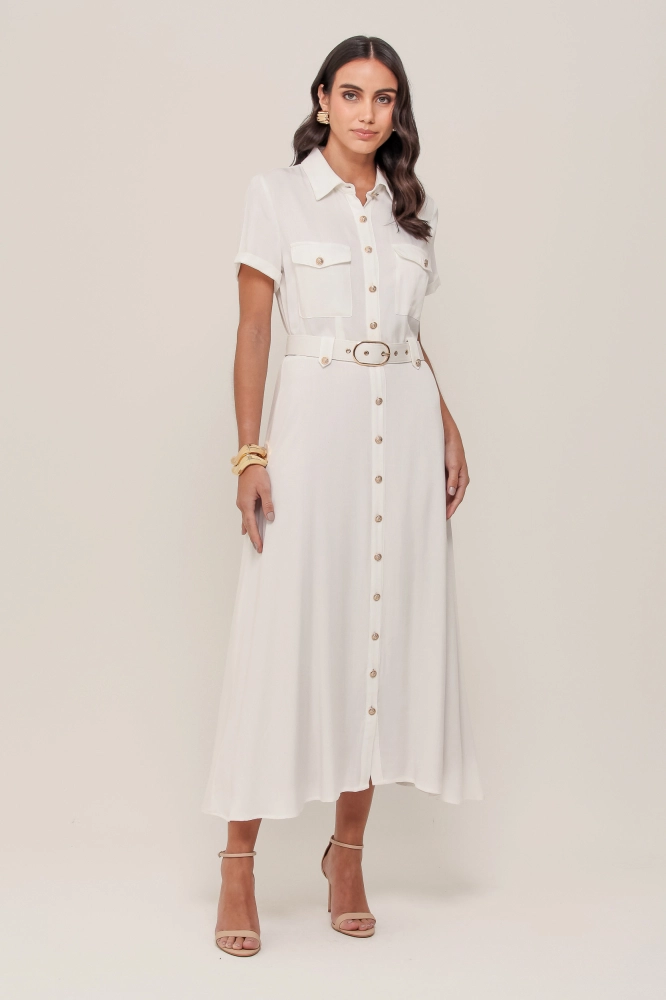 9036901 - Chemise Midi Com Cinto OFF-WHITE