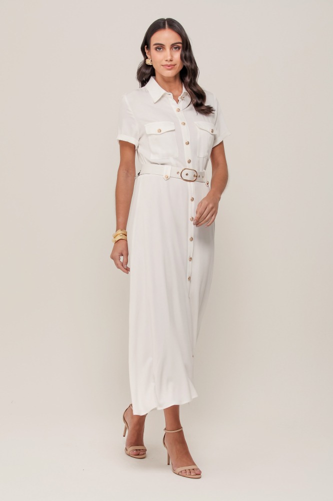 9036901 - Chemise Midi Com Cinto OFF-WHITE