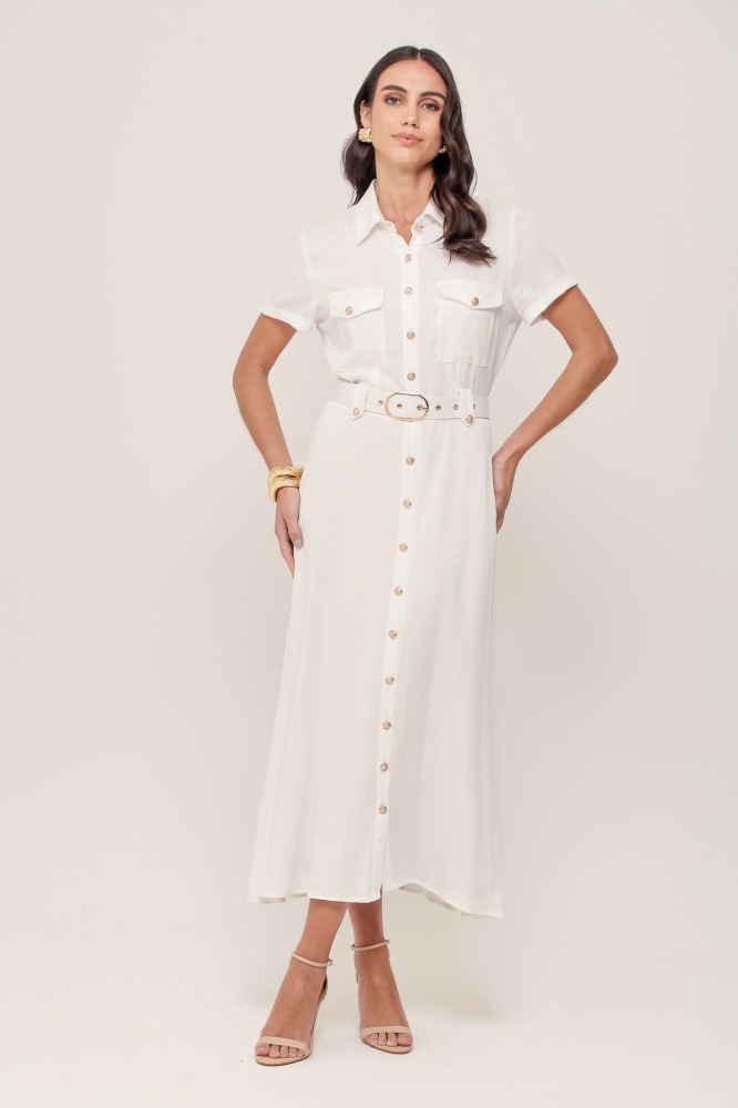 9036901 - Chemise Midi Com Cinto OFF-WHITE