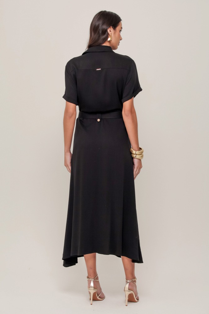 9036901 - Chemise Midi Com Cinto PRETO
