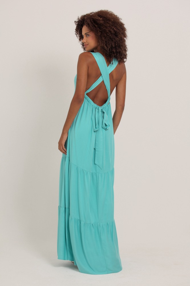 9036902 - Vestido Longo Com Detalhe Corda Alça VERDE ÁGUA 9036902 - Vestido Longo Com Detalhe Corda Alça VERDE ÁGUA