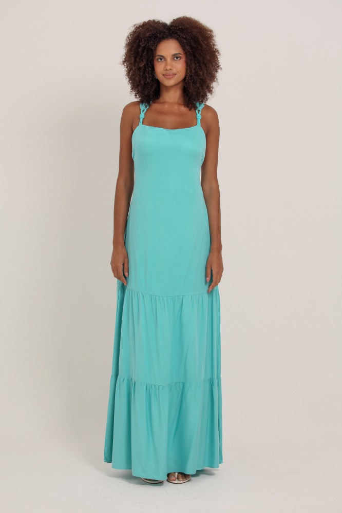 9036902 - Vestido Longo Com Detalhe Corda Alça VERDE ÁGUA 9036902 - Vestido Longo Com Detalhe Corda Alça VERDE ÁGUA