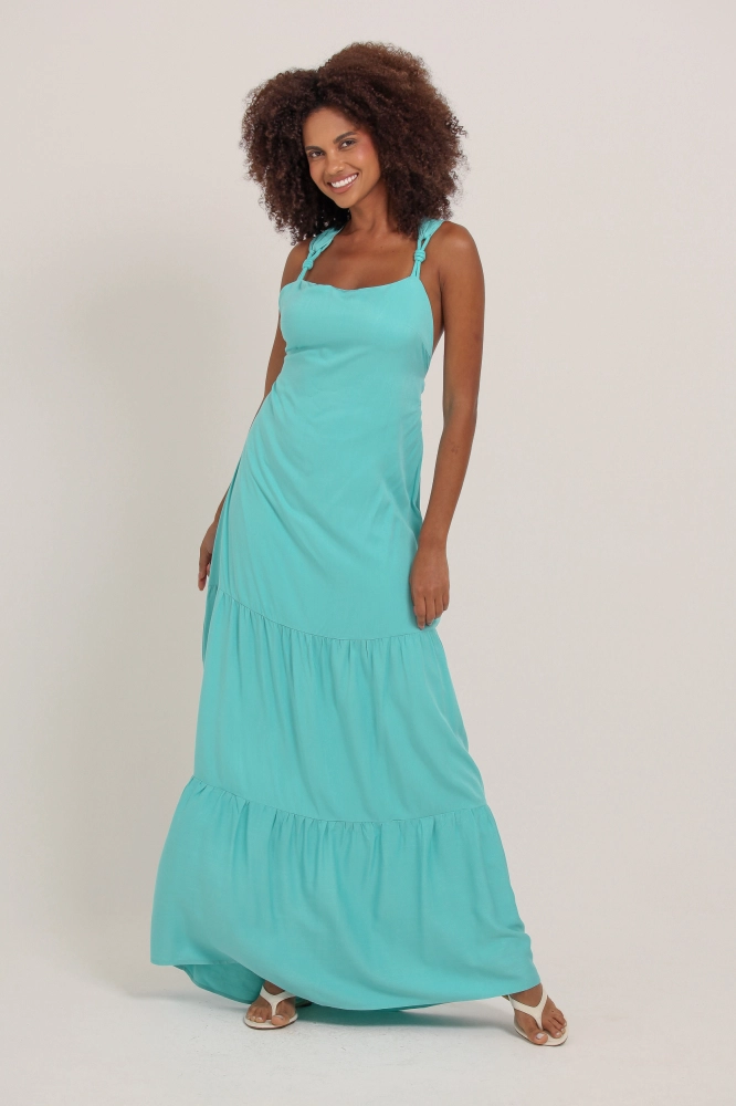 9036902 - Vestido Longo Com Detalhe Corda Alça VERDE ÁGUA 9036902 - Vestido Longo Com Detalhe Corda Alça VERDE ÁGUA