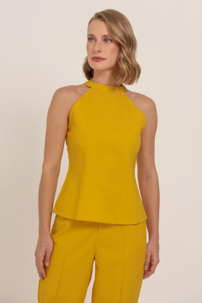 9036903 - Blusa Cava Americana Linho AMARELO - Imagem 2