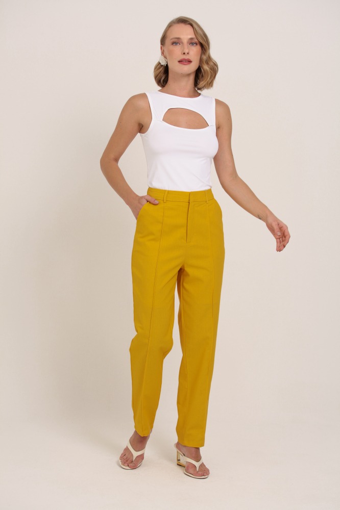 9036905 - Calça Cenoura Linho AMARELO 9036905 - Calça Cenoura Linho AMARELO