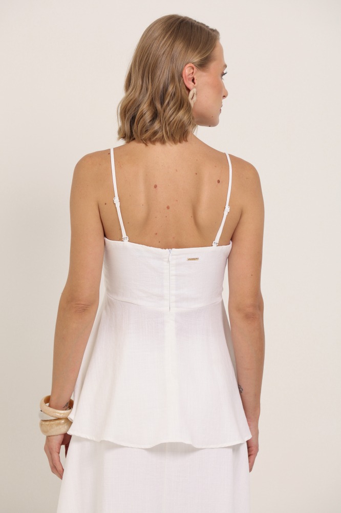 9036906 - Blusa Alças Removíveis Linho OFF-WHITE