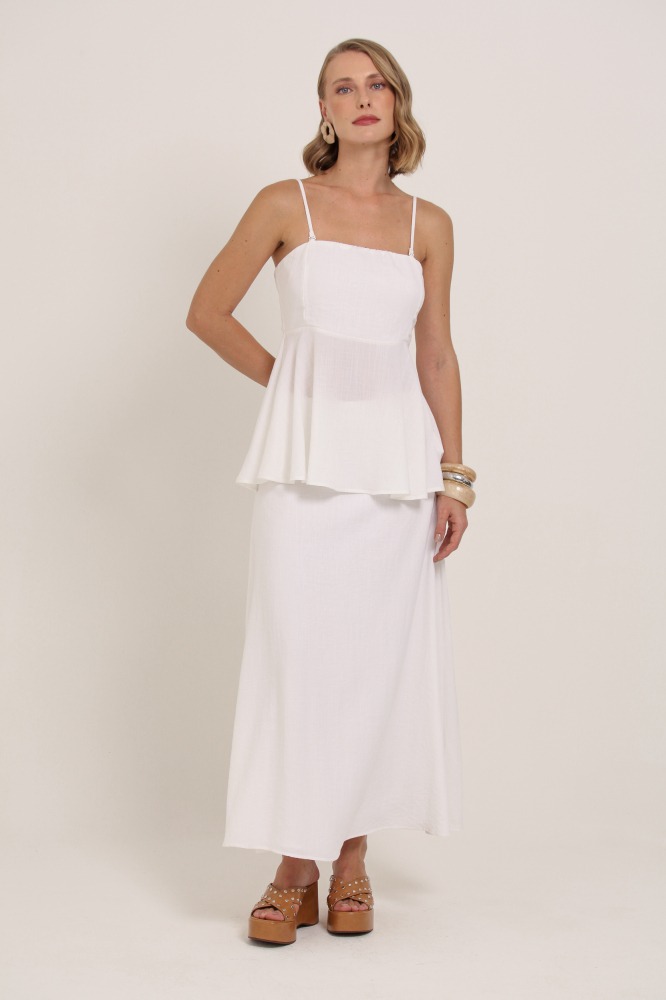 9036906 - Blusa Alças Removíveis Linho OFF-WHITE