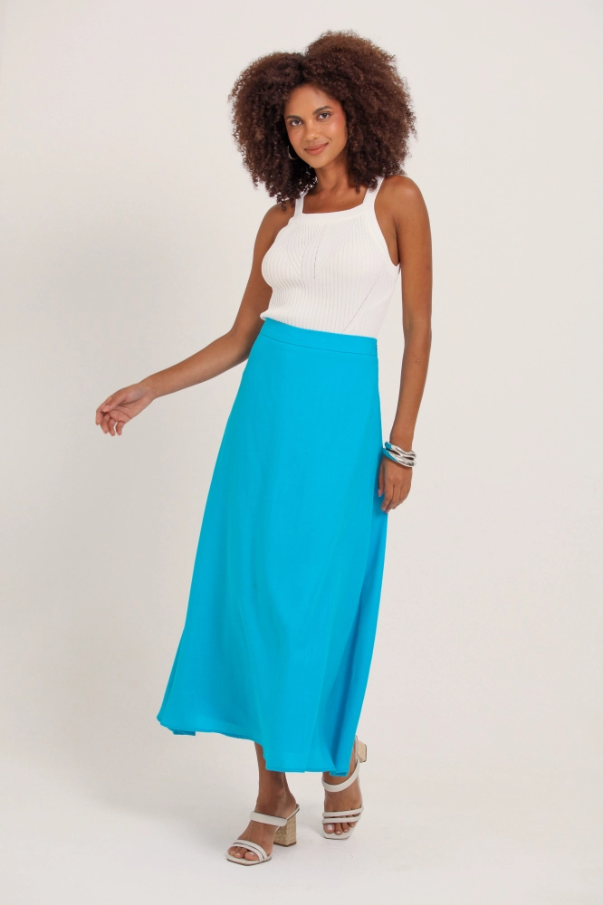 9036907 - Saia Midi De Linho AZUL