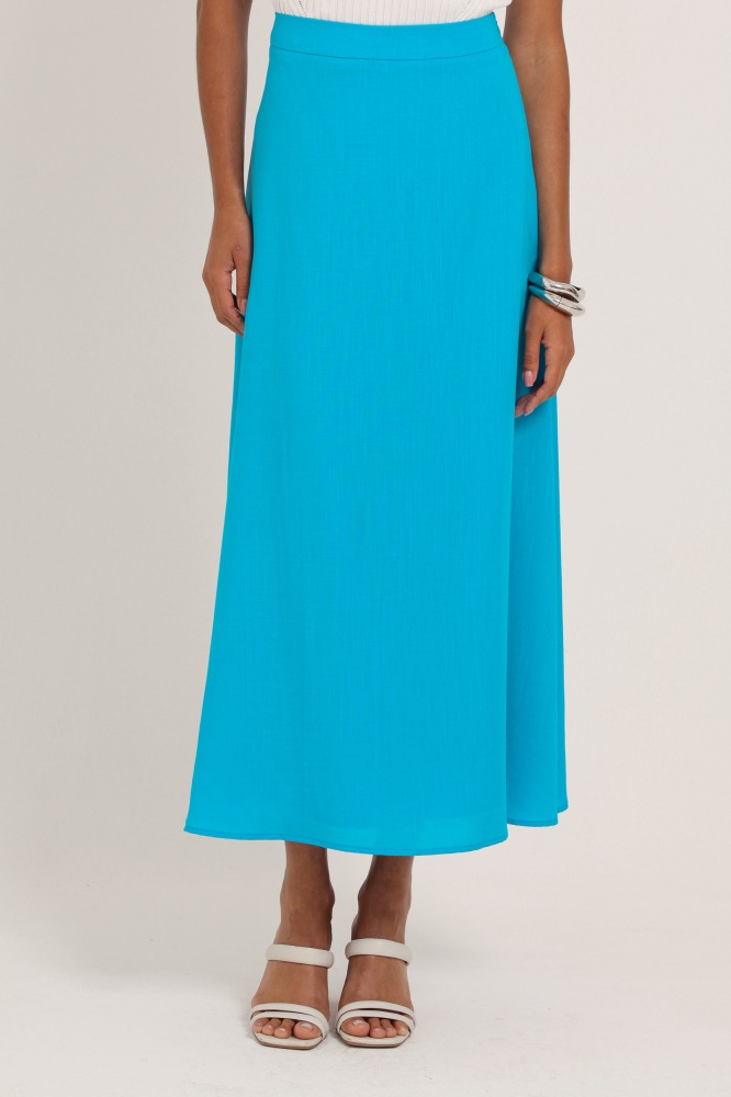 9036907 - Saia Midi De Linho AZUL 9036907 - Saia Midi De Linho AZUL