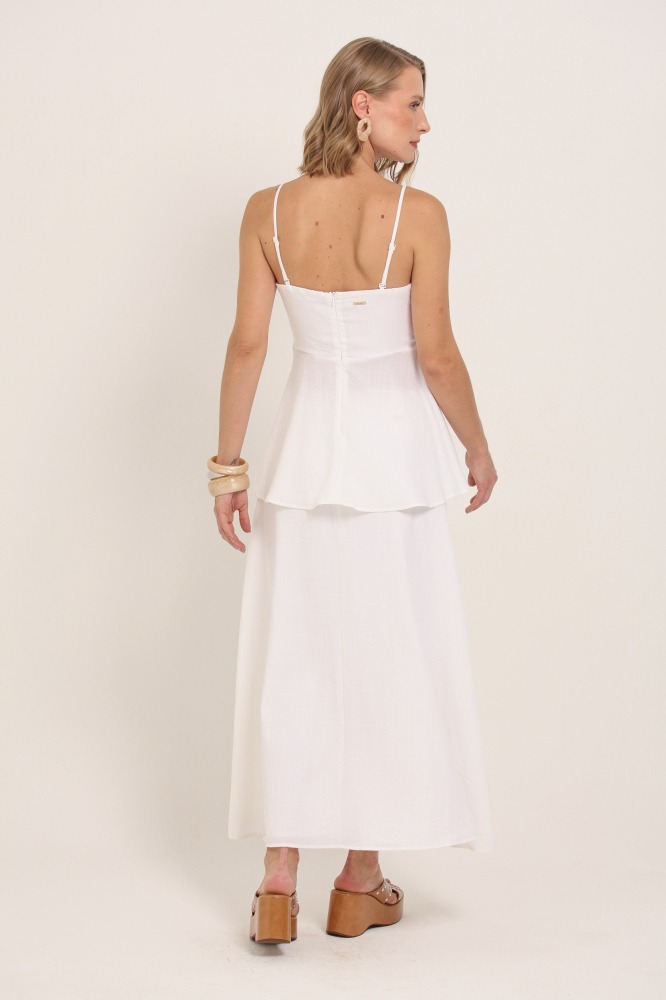 9036907 - Saia Midi De Linho OFF-WHITE