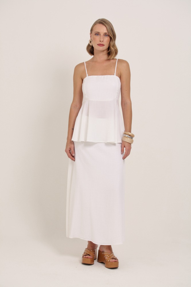 9036907 - Saia Midi De Linho OFF-WHITE