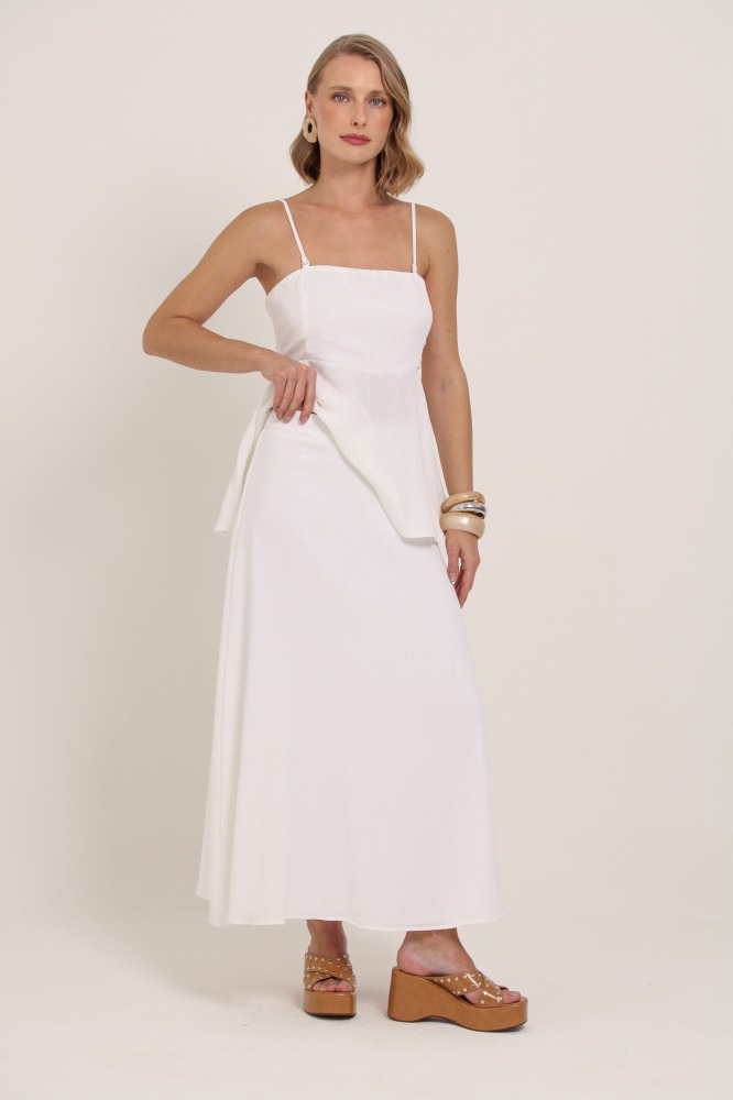 9036907 - Saia Midi De Linho OFF-WHITE